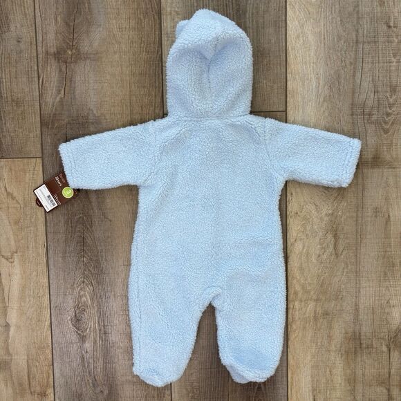 Carter's Baby Boy Bear Pram 3 Month Blue Fuzzy Hooded Comfy Fleece Outdoor Warm - Picture 7 of 11